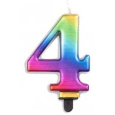 Number 4 Rainbow Candle | Short
