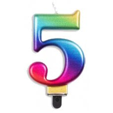Number 5 Rainbow Candle | Short