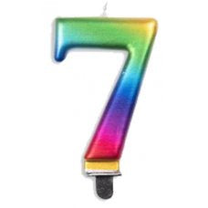 Number 7 Rainbow Candle | Short