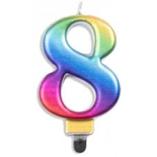 Number 8 Rainbow Candle | Short