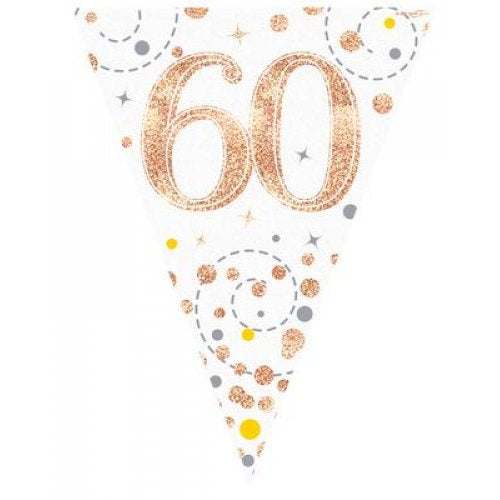 Rose Gold Sparkling Bunting | 60th Birthday