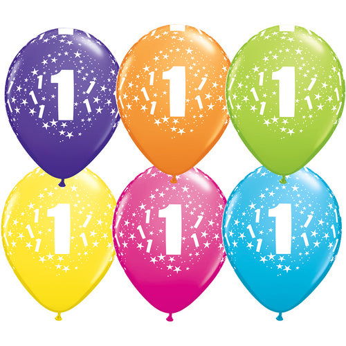 1st Birthday Balloons Assorted - Single or Pack - Helium Filled - Flat