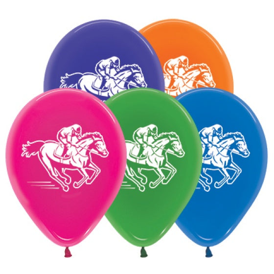 Horse Racing Print Balloons - Singles or Packs - Helium Filled or Flat