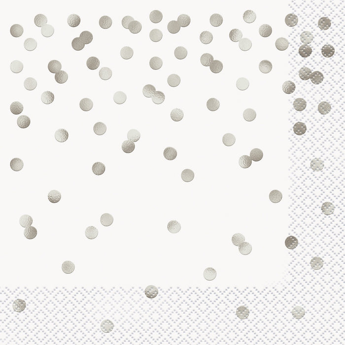 Silver Dots | Lunch Napkins | PK16