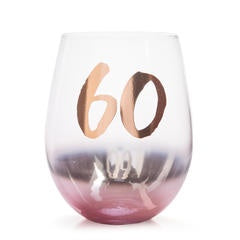 60th Rose Gold | Stemless Wine Gold