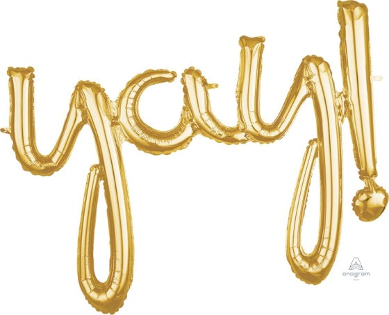 Yay! Foil Balloon Script - Gold
