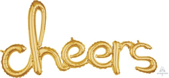 Cheers Foil Balloon Script - Gold