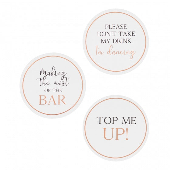 Copper Foiled Slogan Drink Coasters