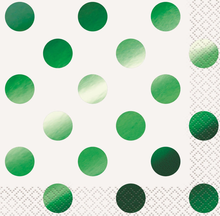 Green Metallic Dots - Beverage Napkins