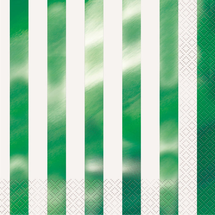Green Metallic Stripes - Lunch Napkins