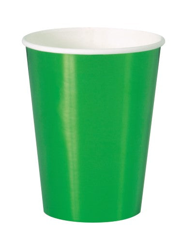 Metallic Green Paper Cups 355ml Pk8