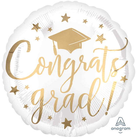 Congrats Grad Balloon Gold & White