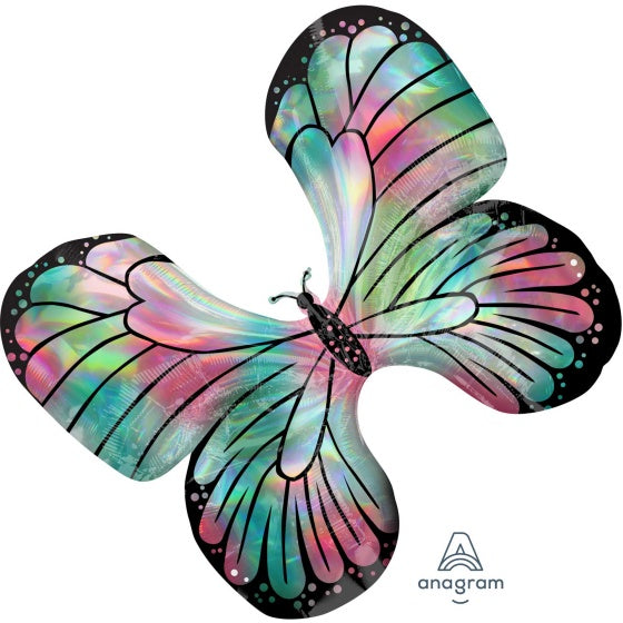 Butterfly Foil Balloon - Iridescent & Black