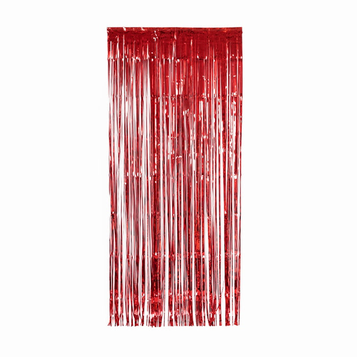 Door Curtain Metallic Red