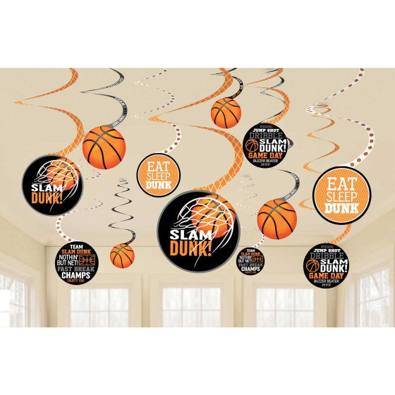 Basketball Hanging Swirl Decorations