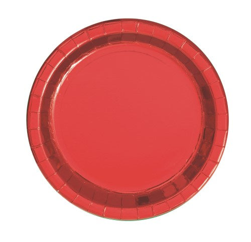 Metallic Red Snack Paper Plates Pk8