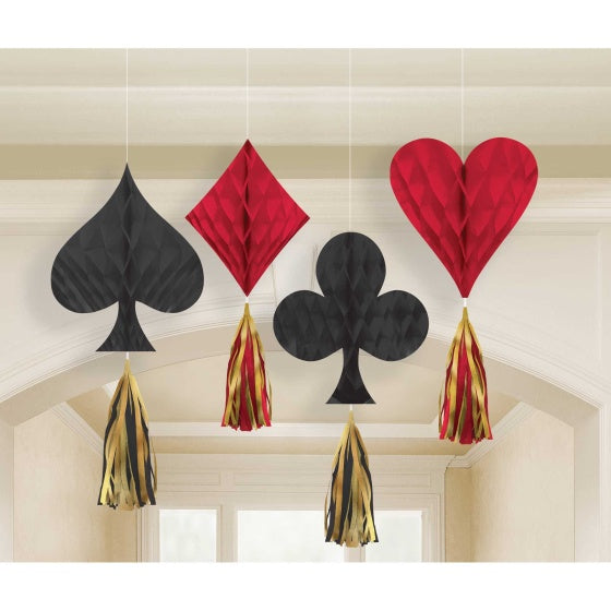 Casino Hanging Decorations With Tassels 4pk