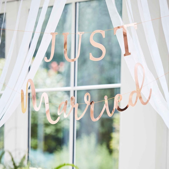 Just Married Copper Foiled Bunting