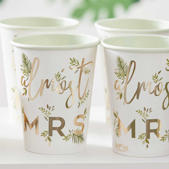 Almost Mrs gold foil paper cups 8pk