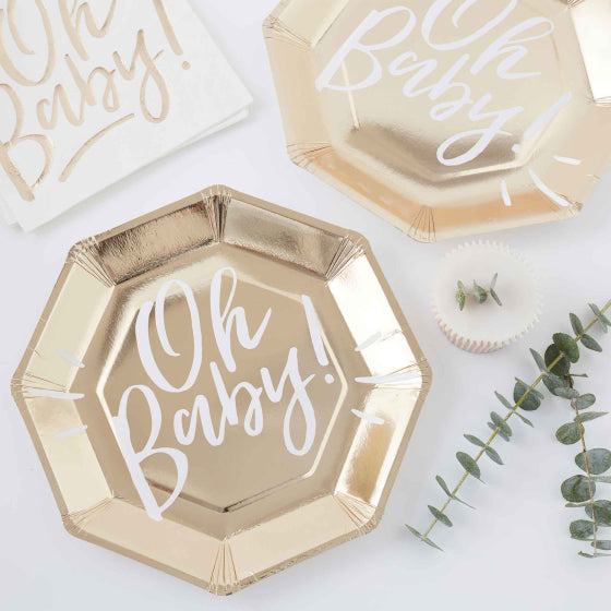 Oh Baby! Plates | Gold | 8pk