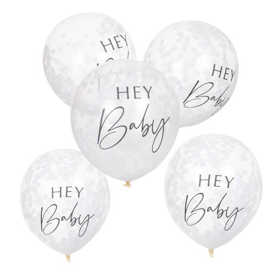 Hey Baby Tissue Filled Confetti Balloons 5pk