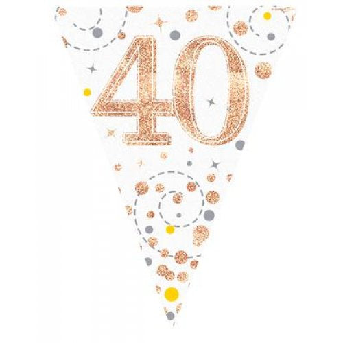 Rose Gold Sparkling Bunting | 40th Birthday