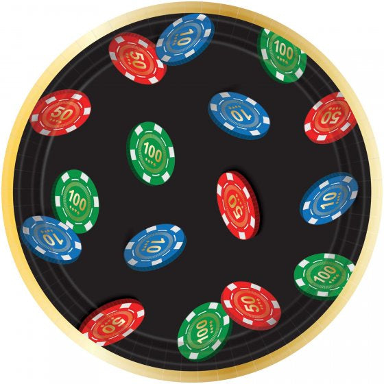 Poker Chip Casino Paper Snack Plates 8pk