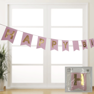 Happy Birthday Bunting | Pale Pink & Gold
