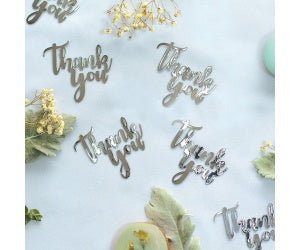Silver THANK YOU Confetti - Jumbo Pk20