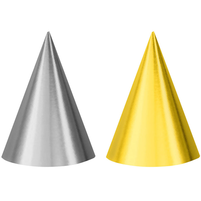 Gold and silver party hats 12pk