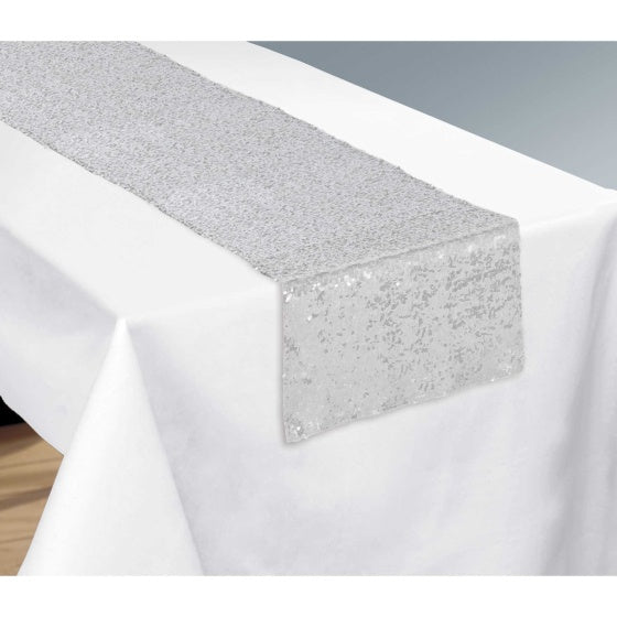 Table Runner Silver Sequins