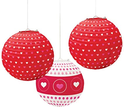 Love Heart Paper Lanterns 3pk