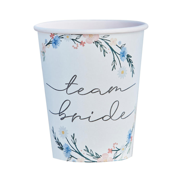 Team Bride Paper Cups -Floral