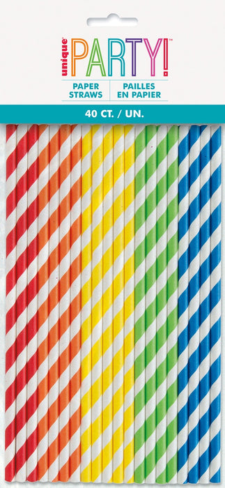 Paper Straws Assorted Colours 40pk