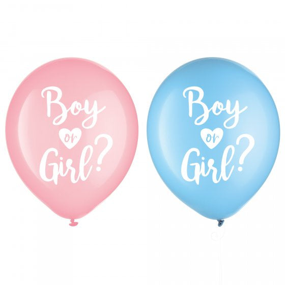Boy or Girl Printed Latex Balloons 12pk