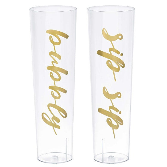 Plastic Champagne Glass Stemless Pack of 2