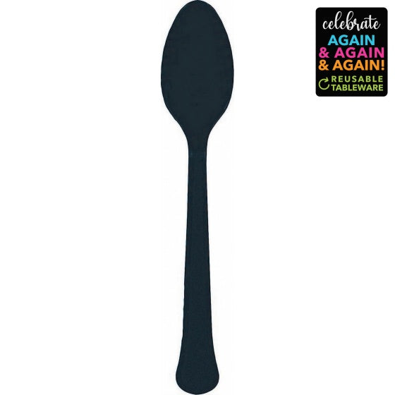Black Plastic Spoons 20pk