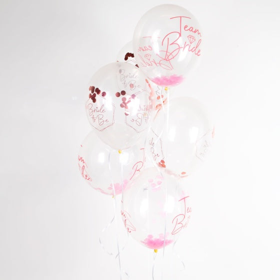 Bride To Be Latex Balloons With Confetti 6pk