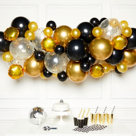DIY Balloon Garland Kit | Black, Gold & Silver