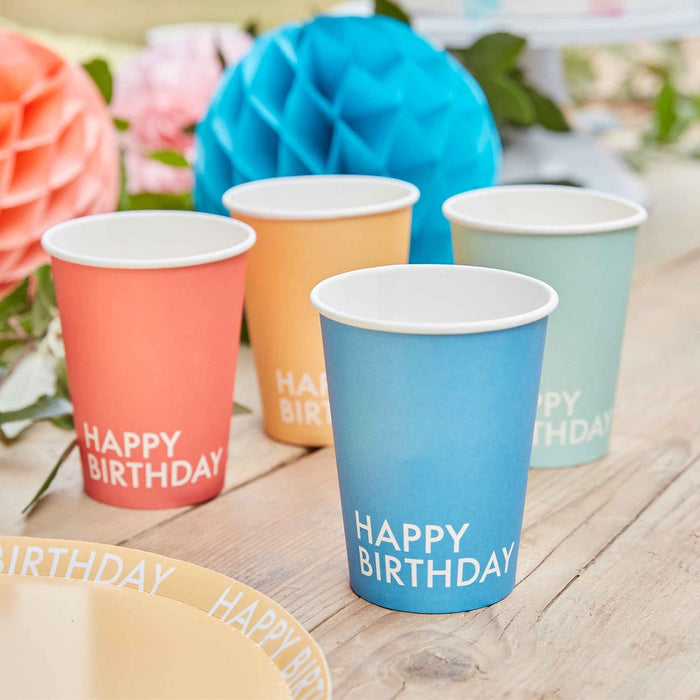 Happy Birthday Paper Cups 8pk
