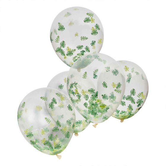 Jungle Leaf Confetti Balloons 5pk