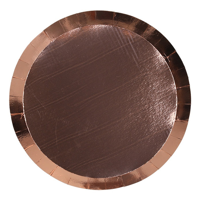Metallic Rose Gold Paper Plates | Round | Snack | Pk10