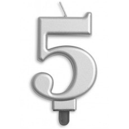 Number 5 Silver Candle | Short