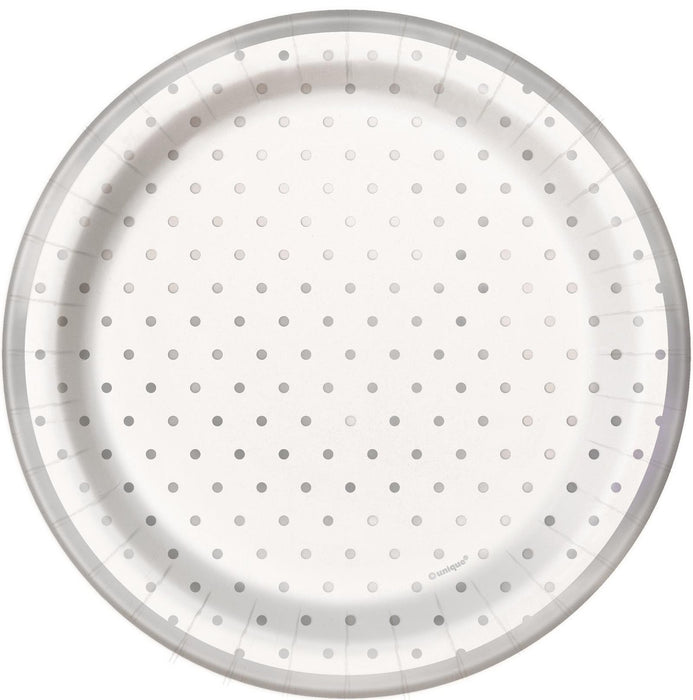 Silver Dots | Snack Plates | pk8