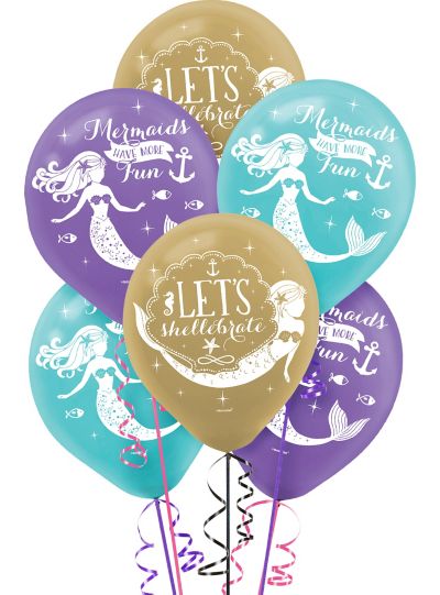 Mermaid Balloons / Lets Shellebrate Pack 6