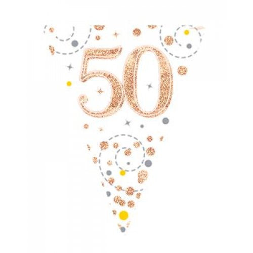 Rose Gold Sparkling Bunting | 50th Birthday