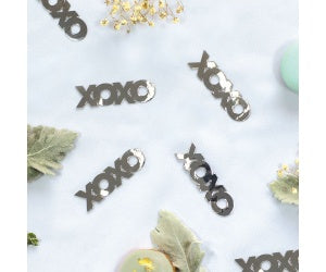 Silver XOXO Confetti - Jumbo Pk20