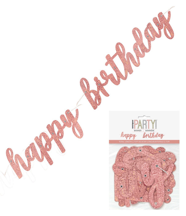 Holographic Rose Gold Birthday Banner