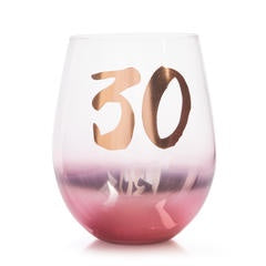 30th Rose Gold | Stemless Wine Glass