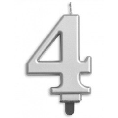 Number 4 Silver Candle | Short